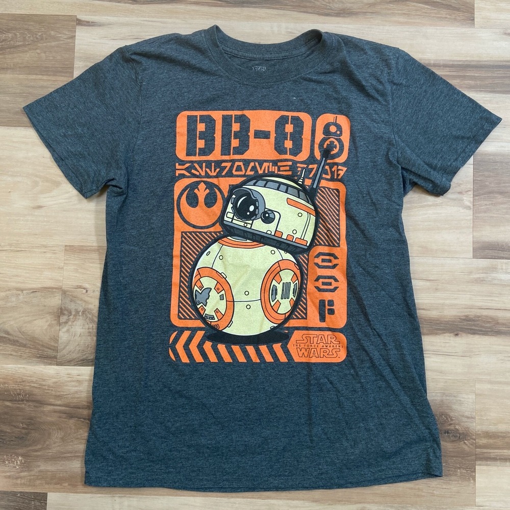 Funko Star Wars BB-8 Shirt Small Force Awakens Graphic Poly Cotton Gray Tee